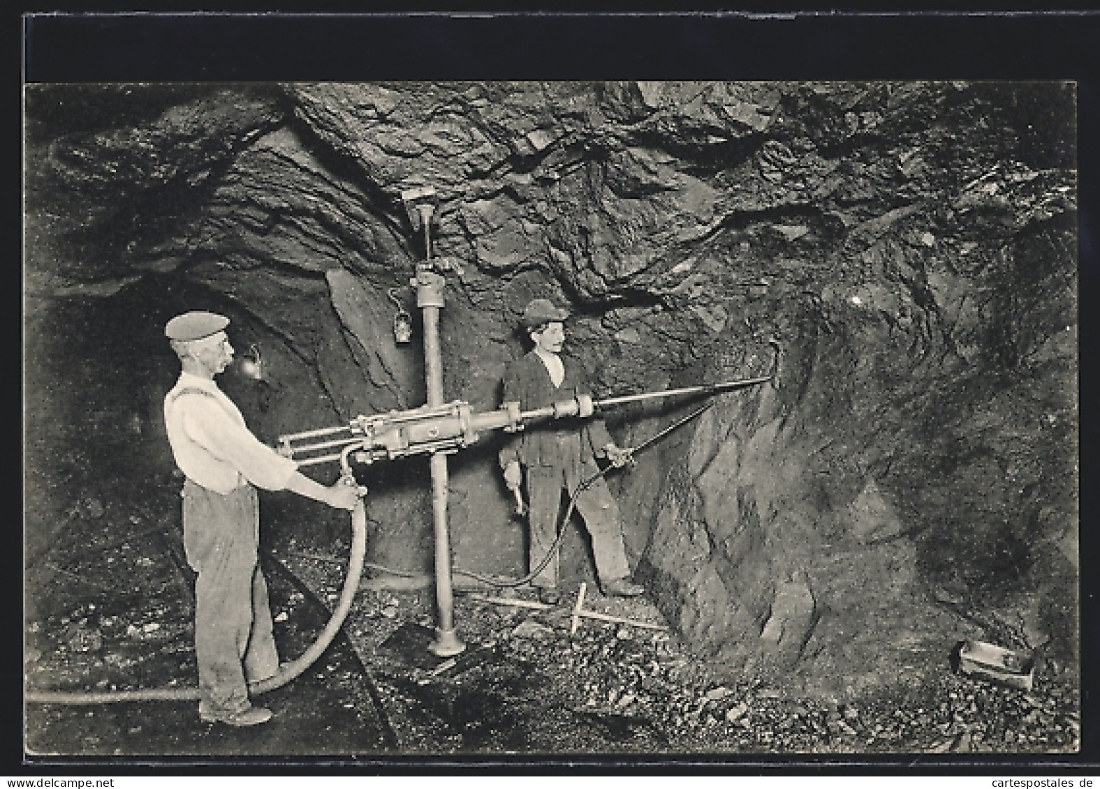 AK Flottmann`sche Gesteinbohrmaschine, Im Streckenbetrieb Eines Erzbergwerkes, Bergbau  - Mines