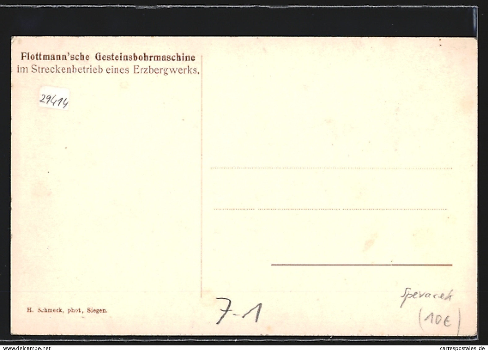 AK Flottmann`sche Gesteinbohrmaschine, Im Streckenbetrieb Eines Erzbergwerkes, Bergbau  - Mineral