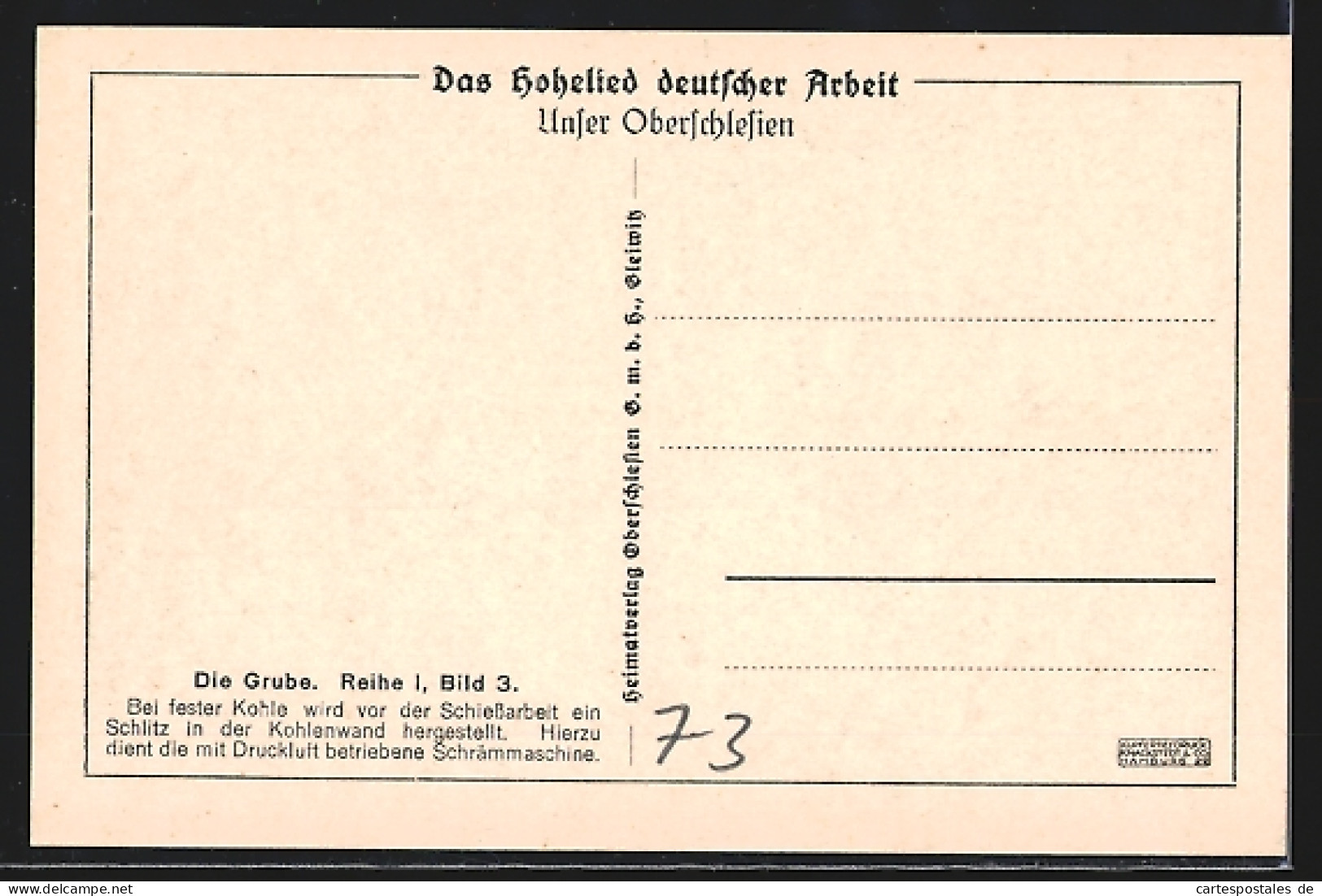 AK Die Grube, Die Schrämmaschine Vor Ort, Bergbau In Oberschlesien  - Bergbau