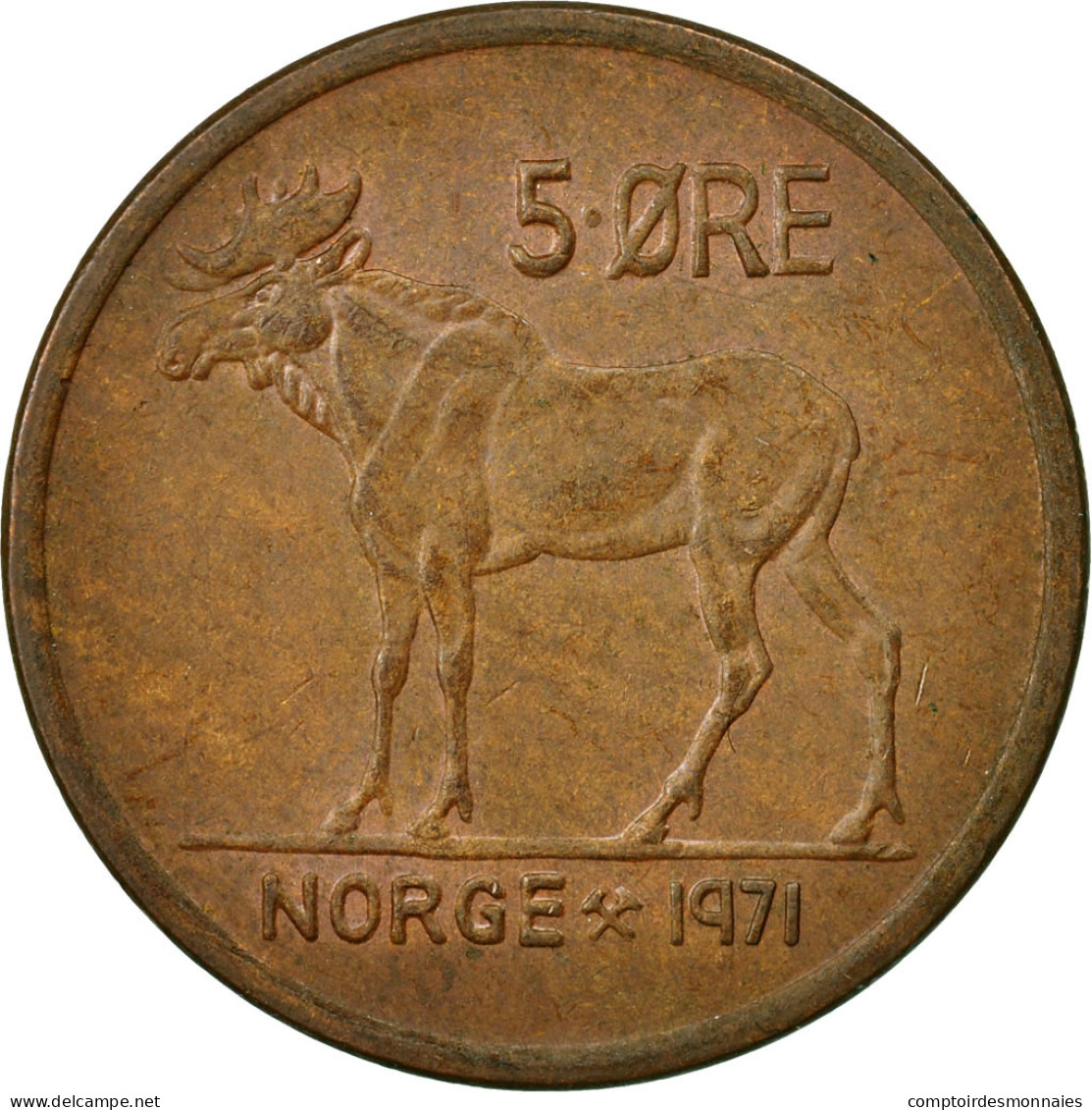 Monnaie, Norvège, Olav V, 5 Öre, 1971, TTB, Bronze, KM:405 - Norvège