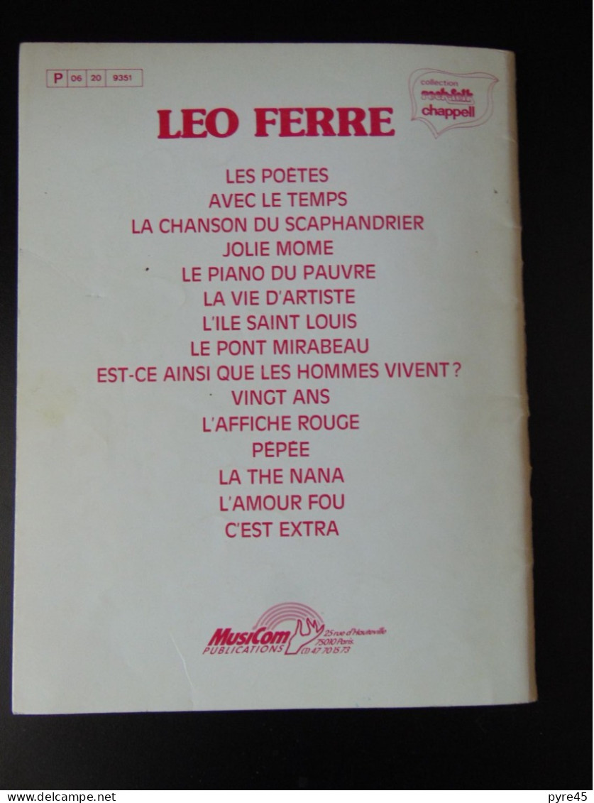 PARTITION LEO FERRE COLLECTION CHAPPEL EDITIONS MERIDIAN - Altri & Non Classificati