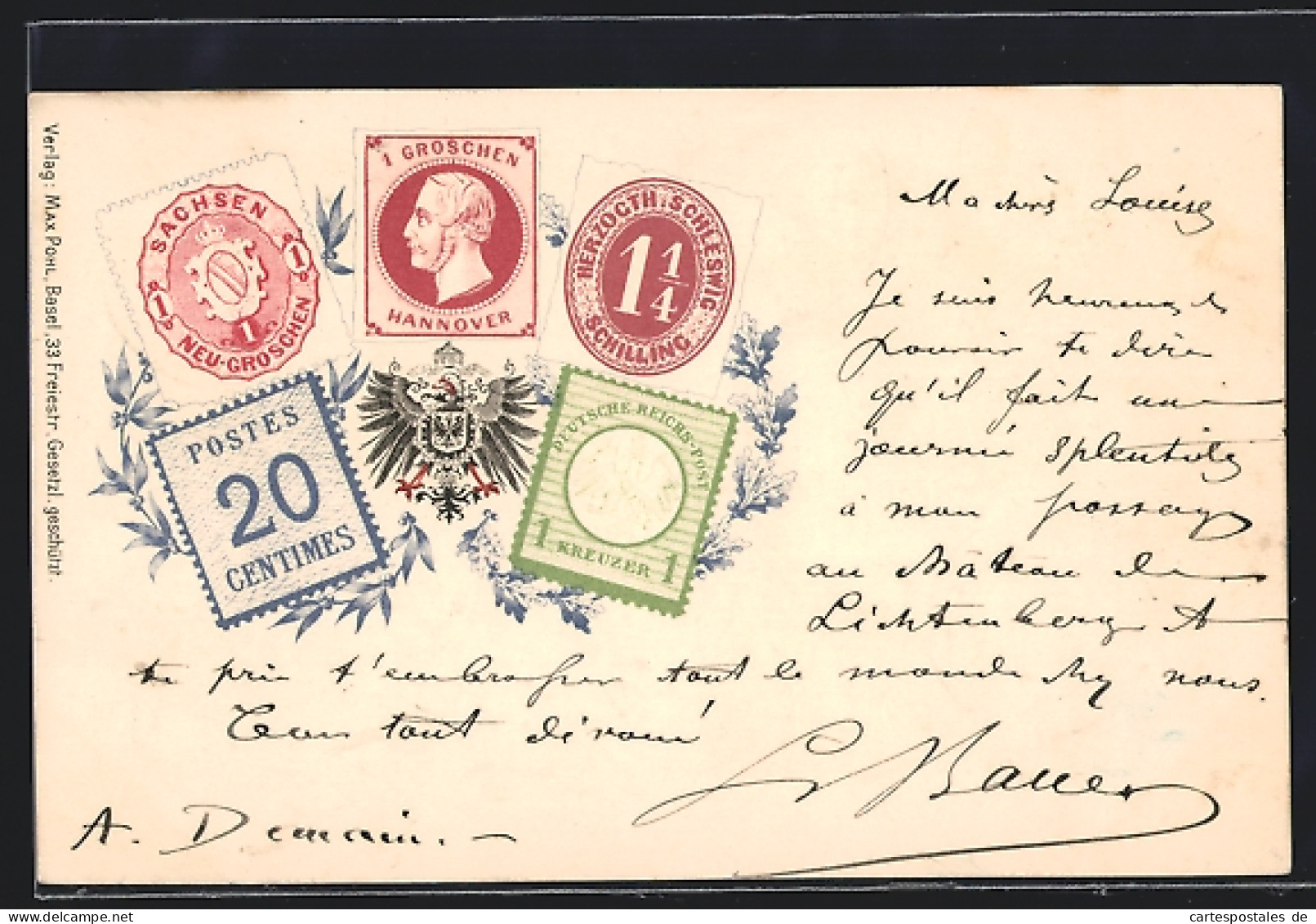 Lithographie Hannover, Briefmarken Von Hannover, Sachsen Und Dem Herzogtum Schleswig  - Timbres (représentations)