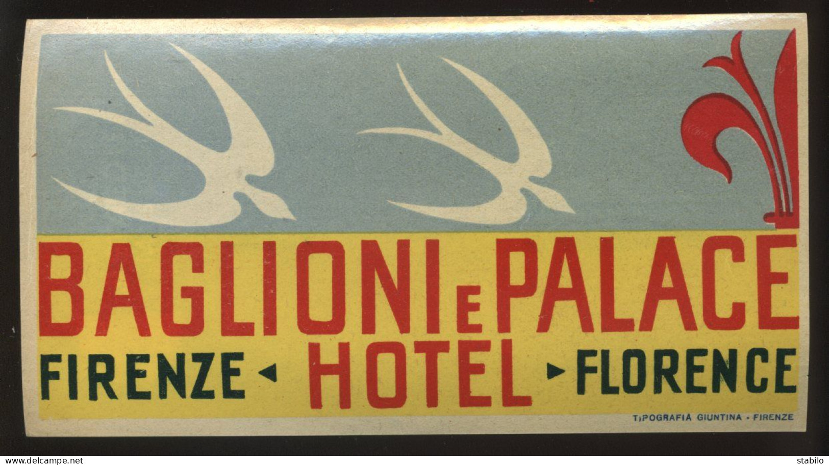 ETIQUETTE D'HOTEL - ITALIE - FIRENZE - BAGLIONI E PALACE HOTEL - Publicités