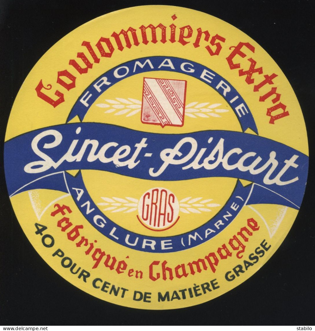 ETIQUETTE DE FROMAGE - COULOMMIERS - FROMAGERIE LINCET-PISCART, ANGLURE (MARNE) - Kaas