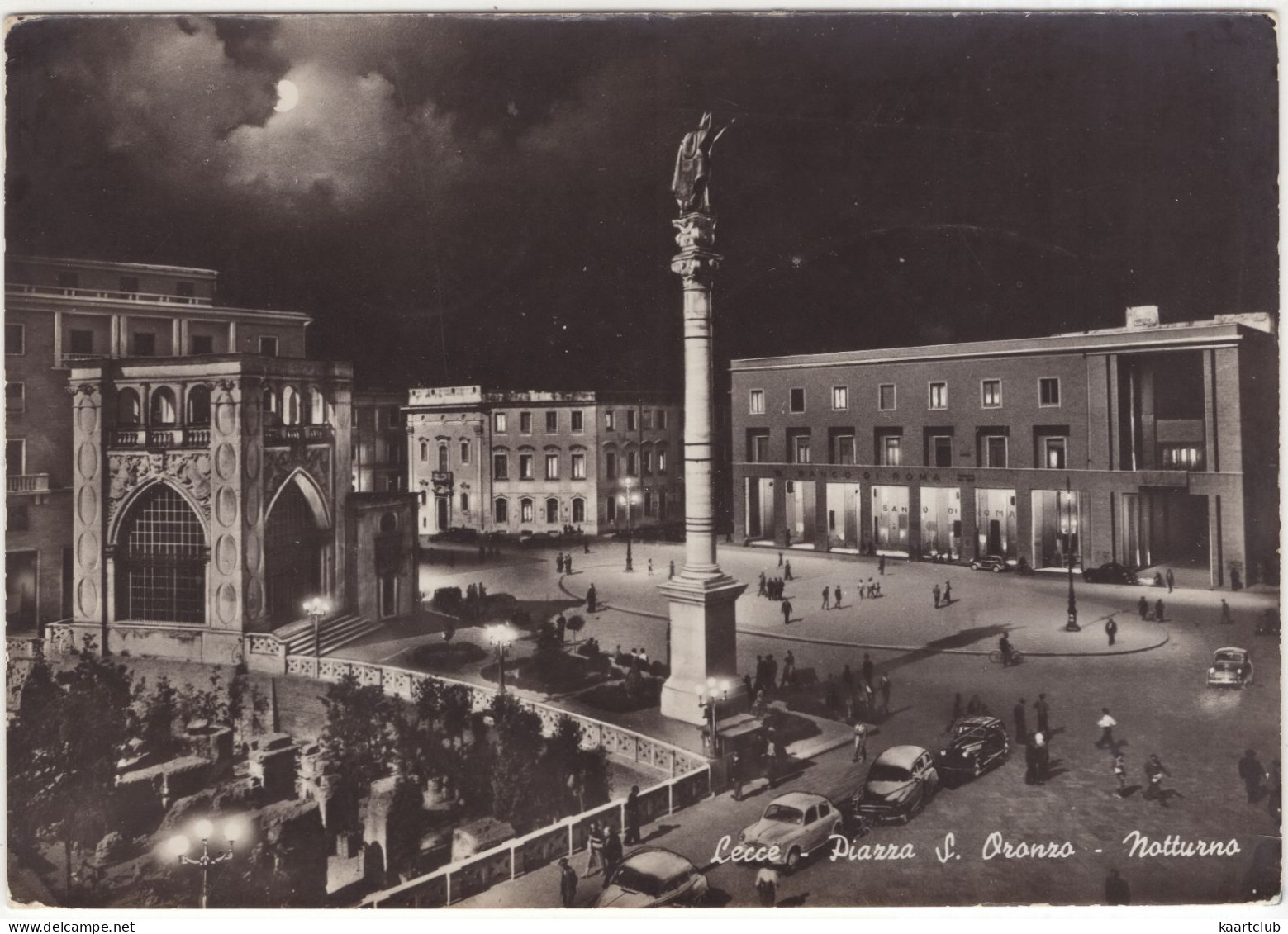 Lecce: OLDTIMER AUTO'S/CARS FIAT - Piazza S. Oronzo - Notturno - (Italia) - 1960 - Voitures De Tourisme