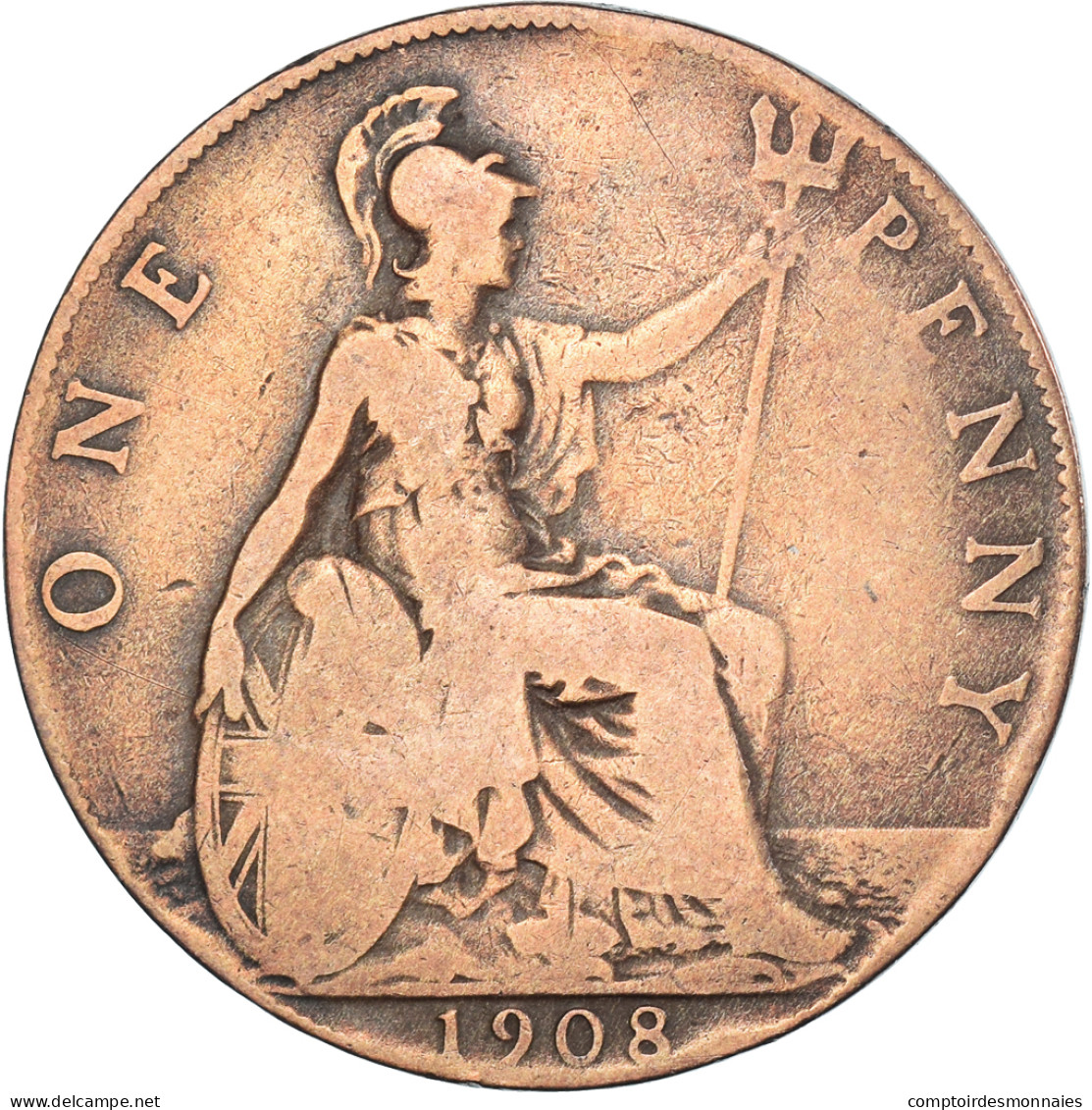 Monnaie, Grande-Bretagne, Penny, 1908 - D. 1 Penny