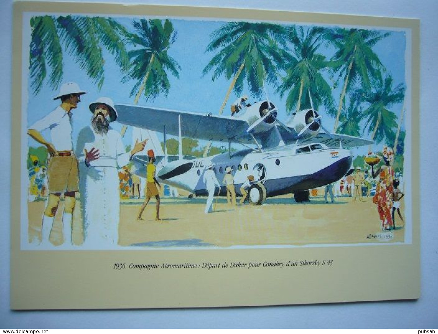 Avion / Airplane / COMPAGNIE AEROMARITIME / Seaplane / Sikorsky  S 43 / Seen At Dakar / Size : 15X21cm - 1946-....: Moderne