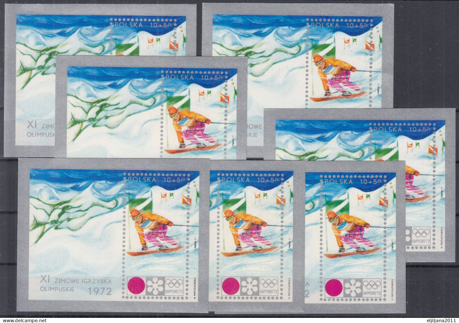 ⁕ Poland / Polska 1972 ⁕ Winter Olympic Games, Sapporo Mi.2147 Block 49 ⁕ 7v MNH - Ongebruikt