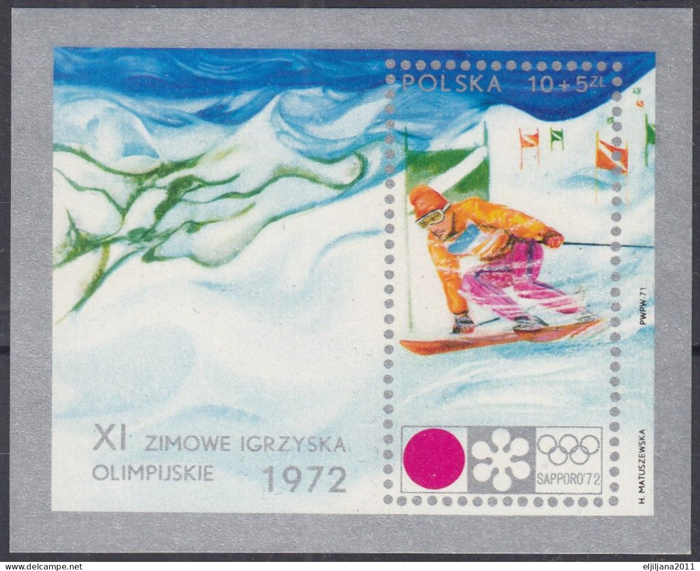 ⁕ Poland / Polska 1972 ⁕ Winter Olympic Games, Sapporo Mi.2147 Block 49 ⁕ 7v MNH - Neufs