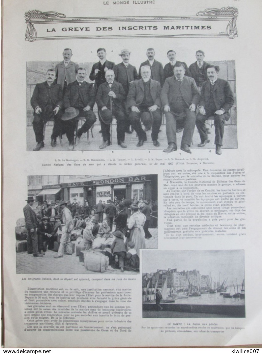 1907 LE HAVRE La Greve Des  Inscrits Maritimes  EMIGRANTS ITALIENS Hanse Aux Pilotes - Zonder Classificatie