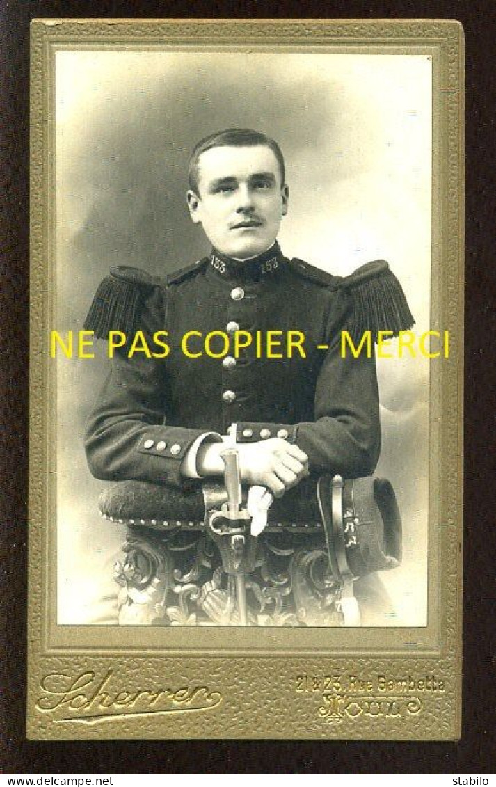 MILITAIRE - 153 SUR LE COL - PHOTOGRAPHIE SCHERRER, TOUL - FORMAT CDV - Guerre, Militaire