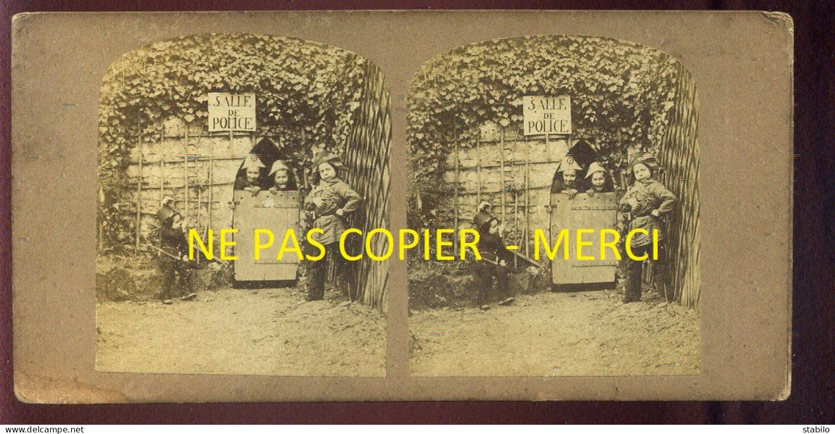 PHOTO STEREO - SCENE ENFANTINE - FORMAT 17 X 8.5 CM  - Stereoscoop