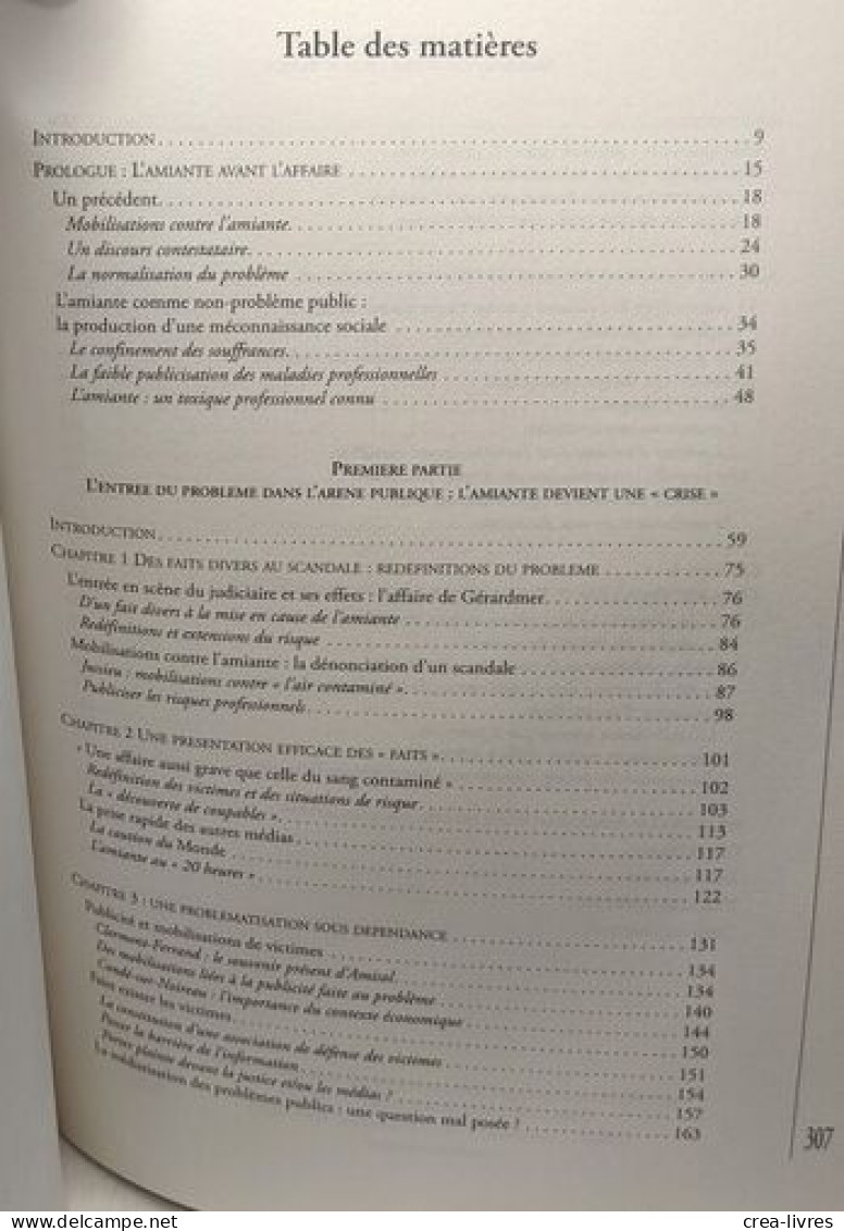 Amiante : Un Scandale Impropable: Sociologie D'un Problème Public - Psicología/Filosofía