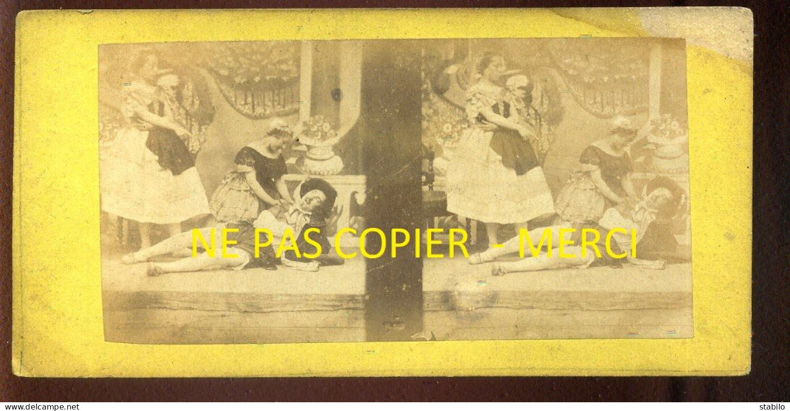 PHOTO STEREO - SCENE THEATRALE - FORMAT 17 X 8.5 CM - Photos Stéréoscopiques