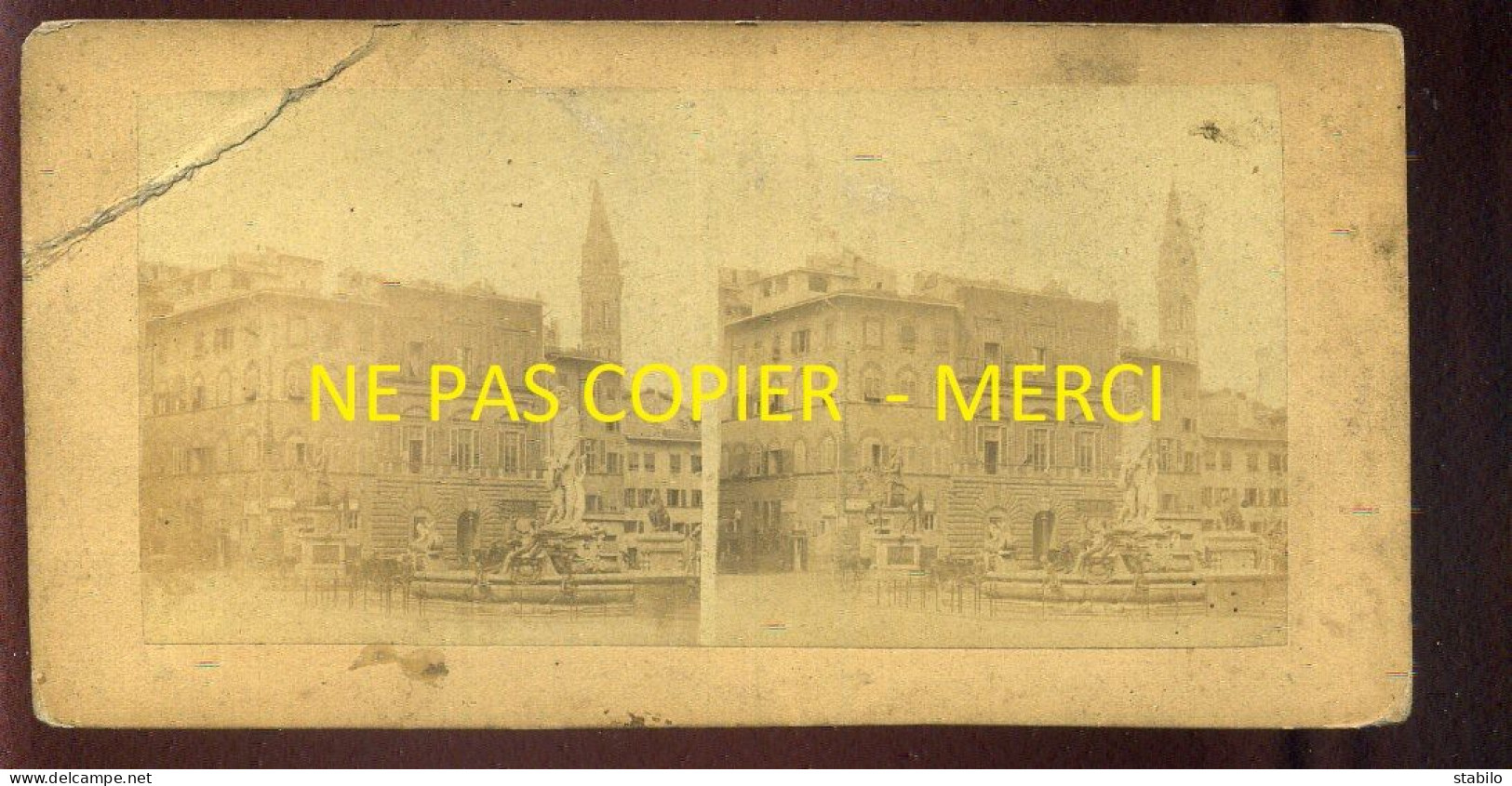 PHOTO STEREO - ITALIE - FLORENCE - FORMAT 17 X 8.5 CM - VOIR ETAT - Stereo-Photographie