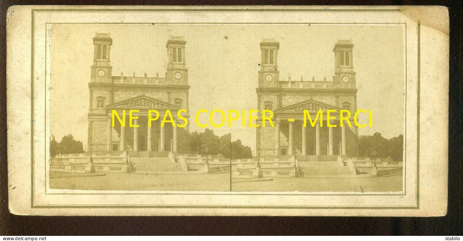 PHOTO STEREO - PARIS - EGLISE ST-VINCENT-DE-PAUL - FORMAT 17 X 8.5 CM  - Stereoscopic