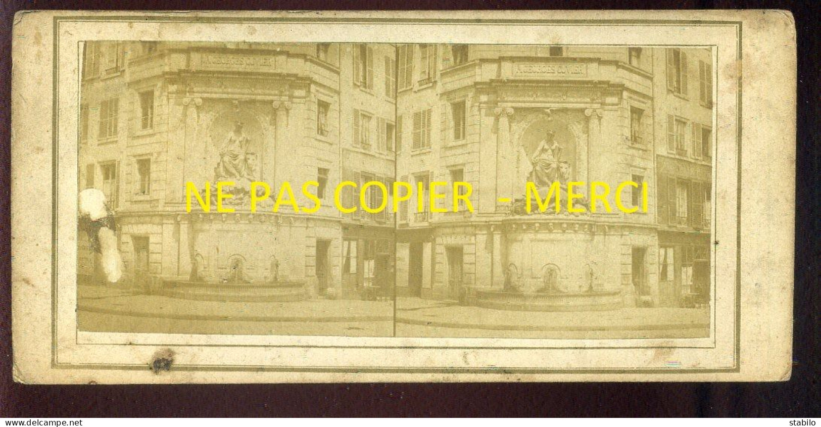 PHOTO STEREO - PARIS - FONTAINE CUVIER - FORMAT 17 X 8.5 CM  - Photos Stéréoscopiques