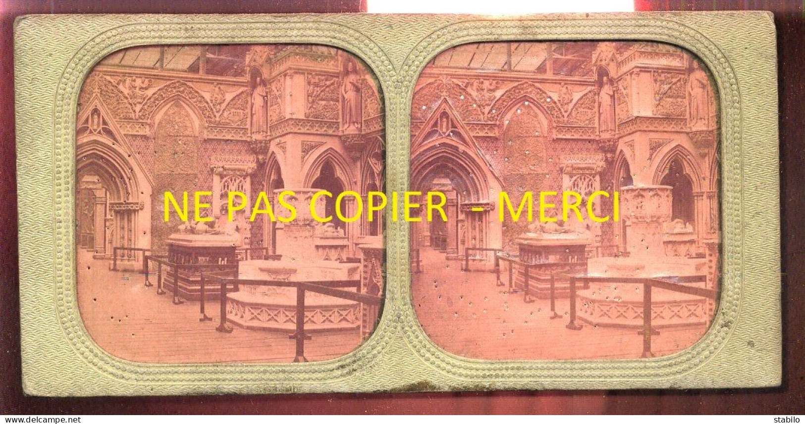 PHOTO STEREO CIRCA 1860 - TRANSPARENTE - MUSEE DE SCULPTURES - FORMAT 17.5 X 8.5 CM - VOIR ETAT - Stereoscopic
