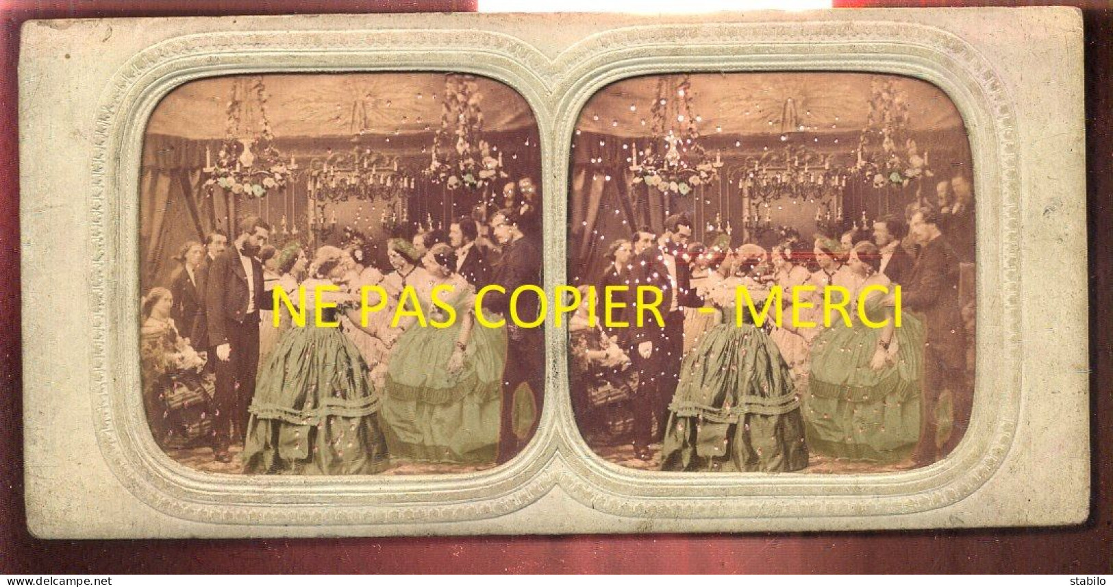 PHOTO STEREO CIRCA 1860 - TRANSPARENTE - RECEPTION - FORMAT 17.5 X 8.5 CM - VOIR ETAT - Photos Stéréoscopiques