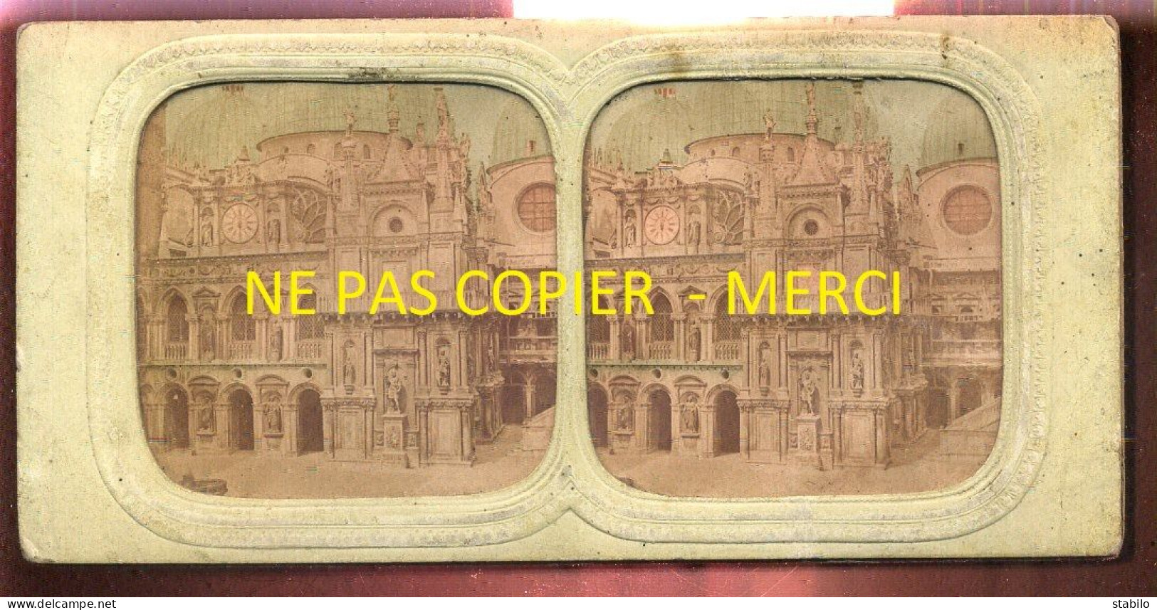 PHOTO STEREO CIRCA 1860 - TRANSPARENTE - VENISE - ABSIDE DE L'EGLISE ST-MARC - FORMAT 17.5 X 8.5 CM - Stereo-Photographie