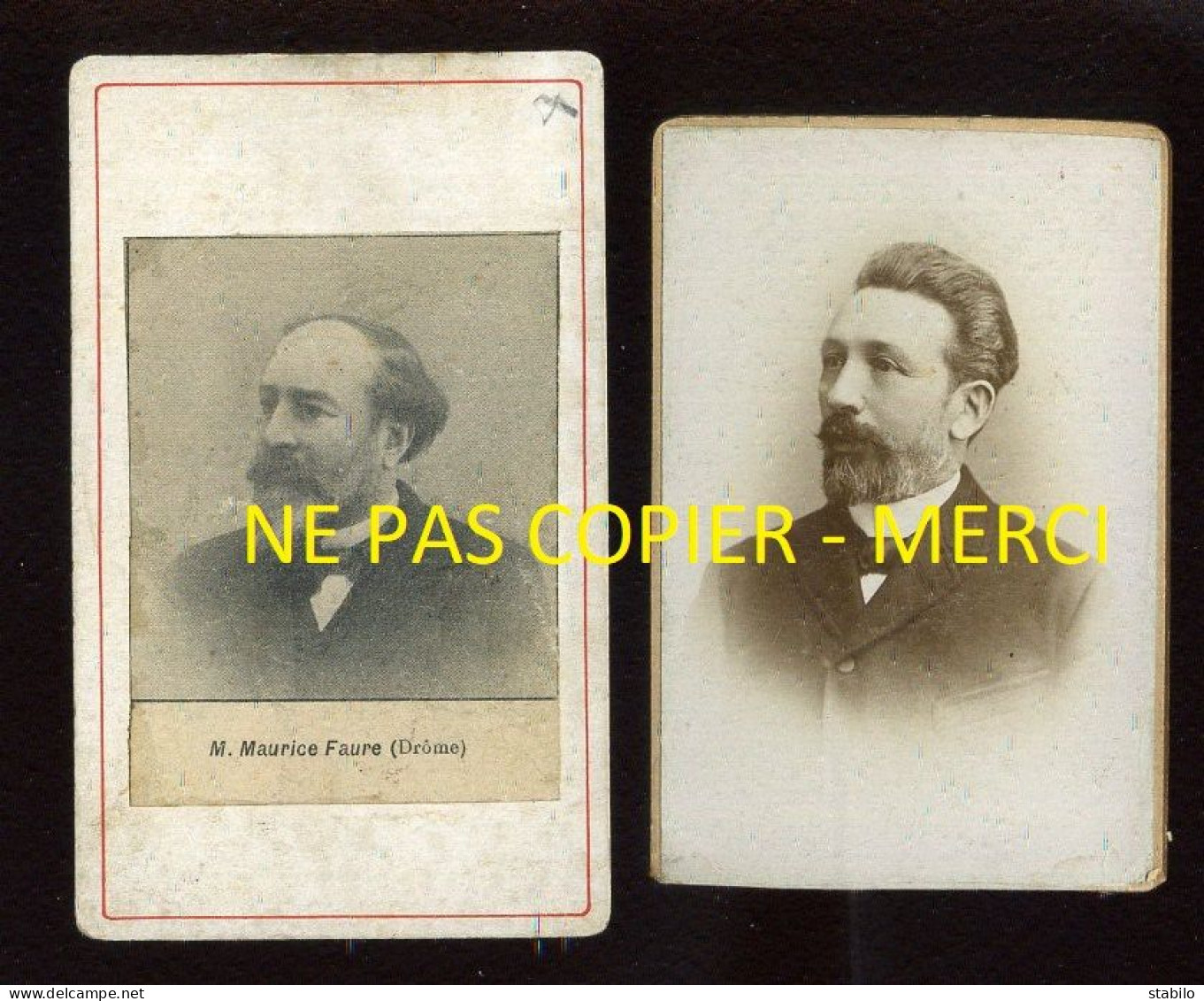 MAURICE-LOUIS FAURE (1850-1919) - HOMME POLITIQUE, MAJORAL DU FELIBRIGE (VOIR DESCRIPTION) - 2 PHOTOS FORMAT CDV - Personnes Identifiées