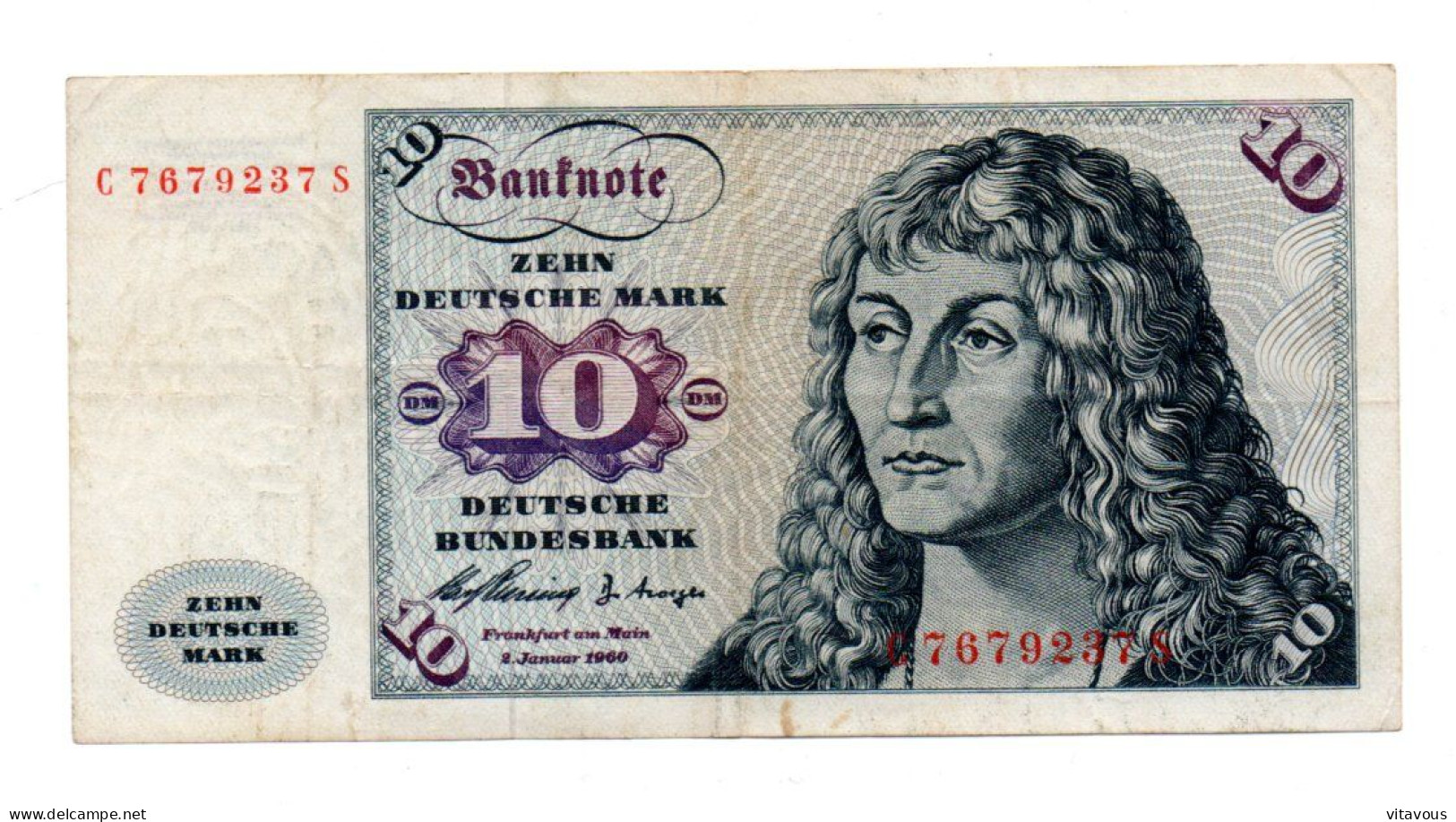 Billet 1960 Allemagne  10 Mark  RFA Bank-note Banknote - 10 DM