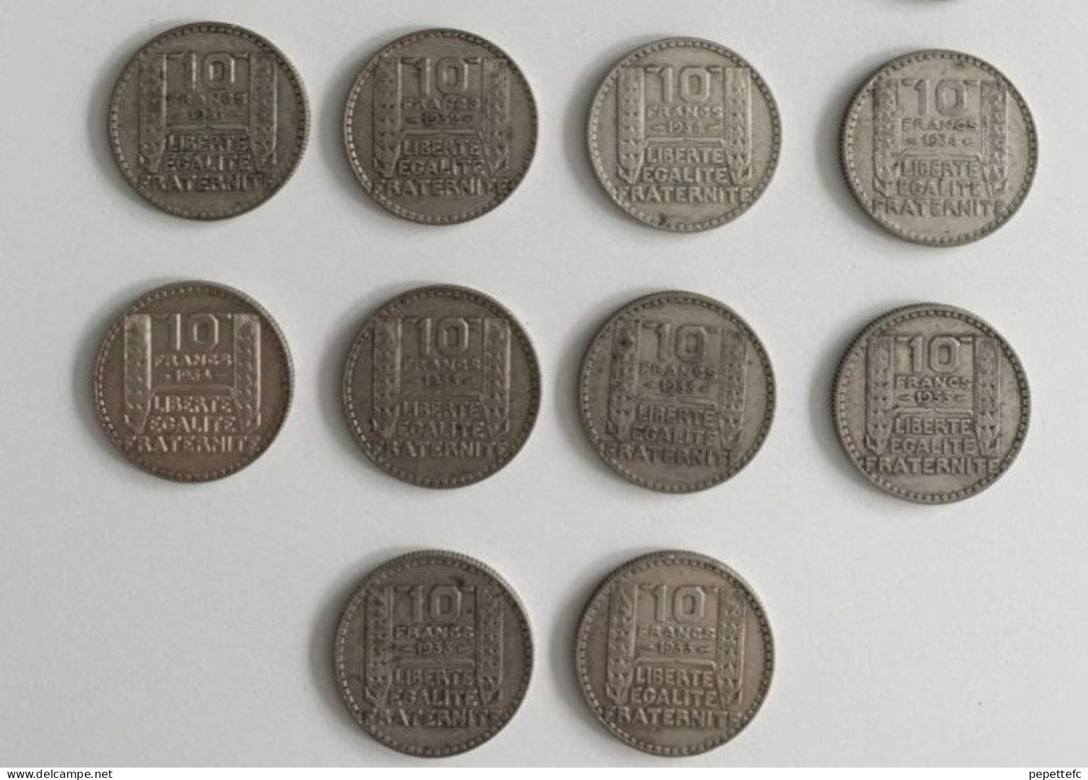 Lot De 10 Pièces - 10 Francs Turin En Argent - Autres & Non Classés