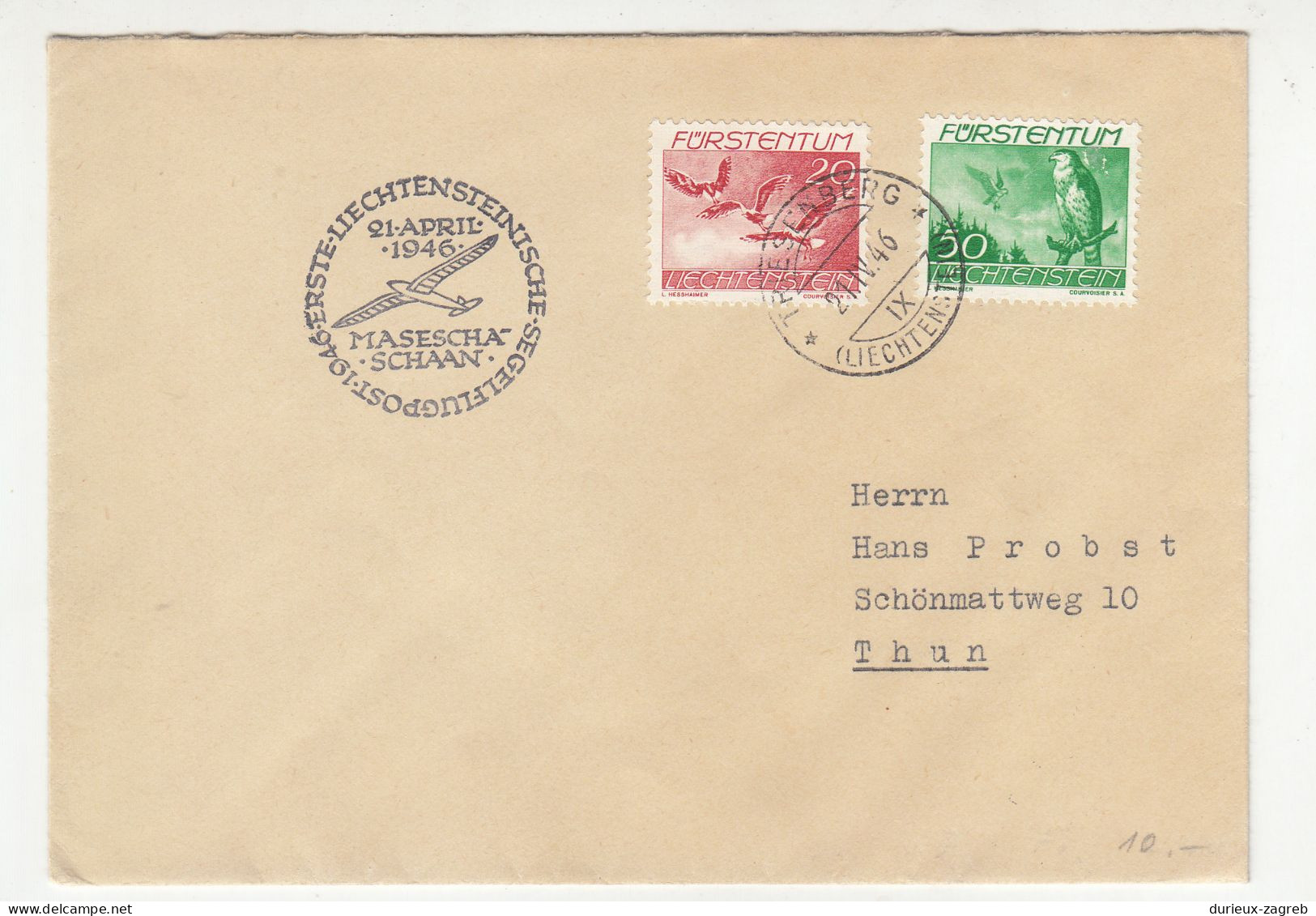 Ertste-Liechtenstinische-Segelfllugpost 1946 Postmark On Letter Cover B240510 - Other (Air)