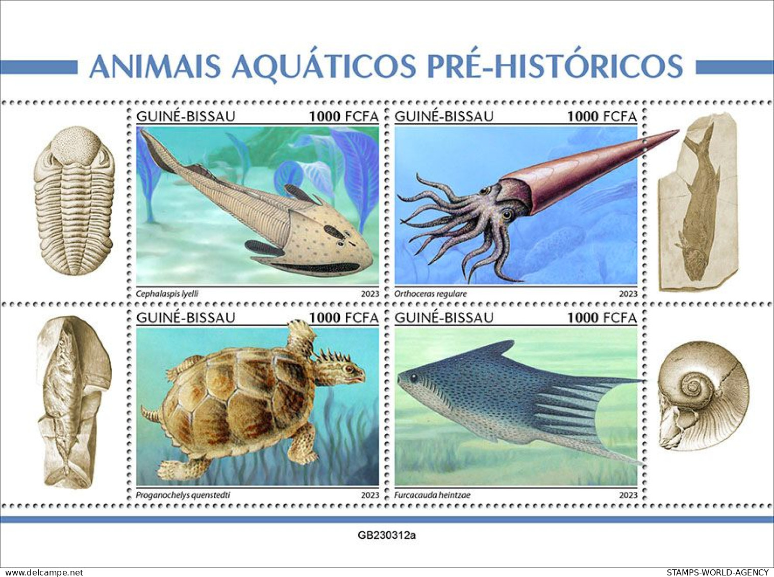 2024-04 - CENTRAL AFRICAN - PREHISTORIC WATER ANIMALS                  4V  MNH** - Vor- U. Frühgeschichte