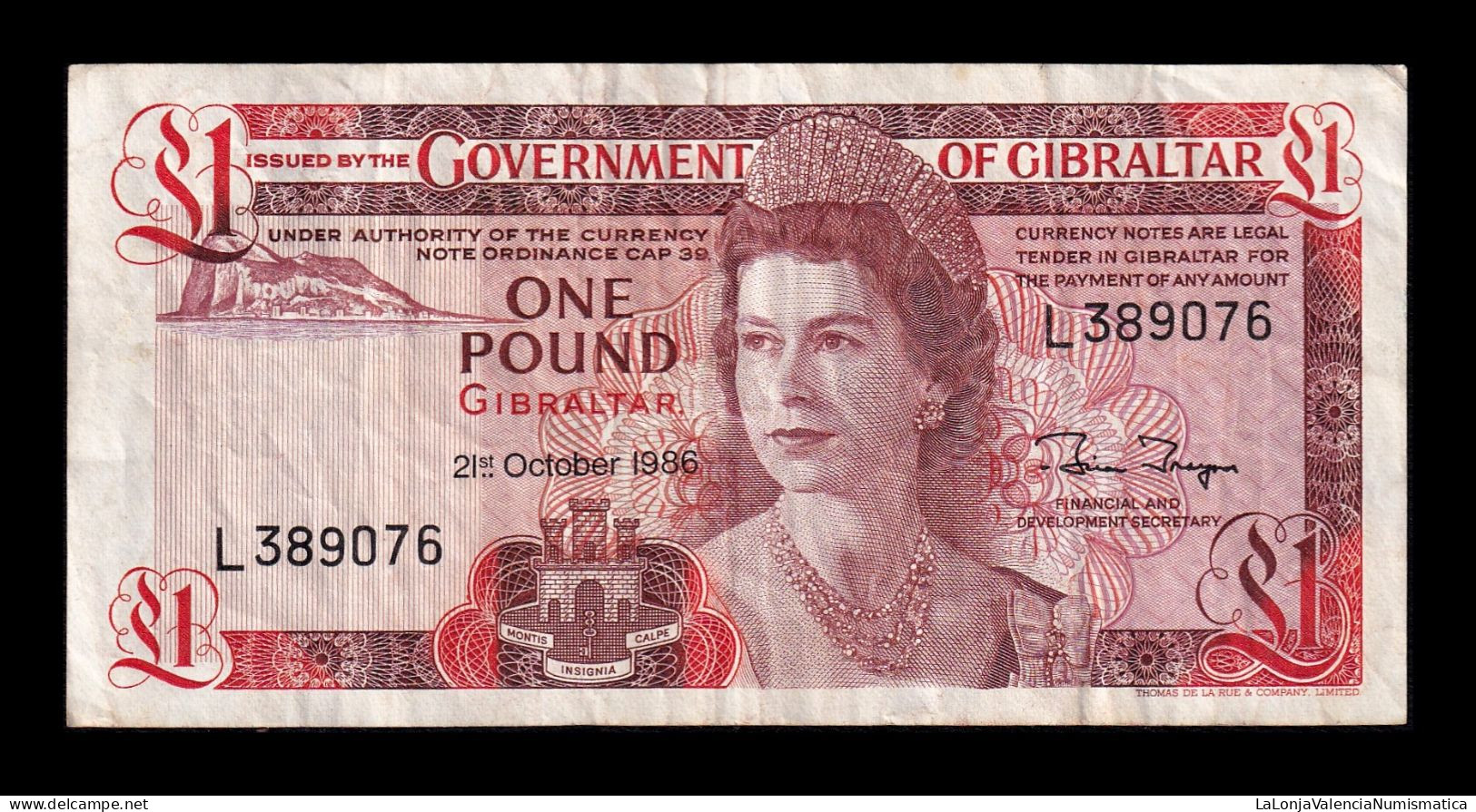 Gibraltar 1 Pound Elizabeth II 1986 Pick 20d Mbc Vf - Gibilterra