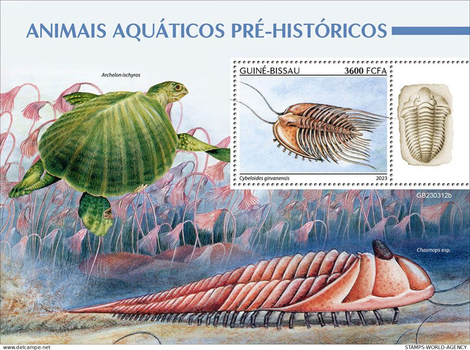 2024-04 - CENTRAL AFRICAN - PREHISTORIC WATER ANIMALS                  1V  MNH** - Prehistorisch