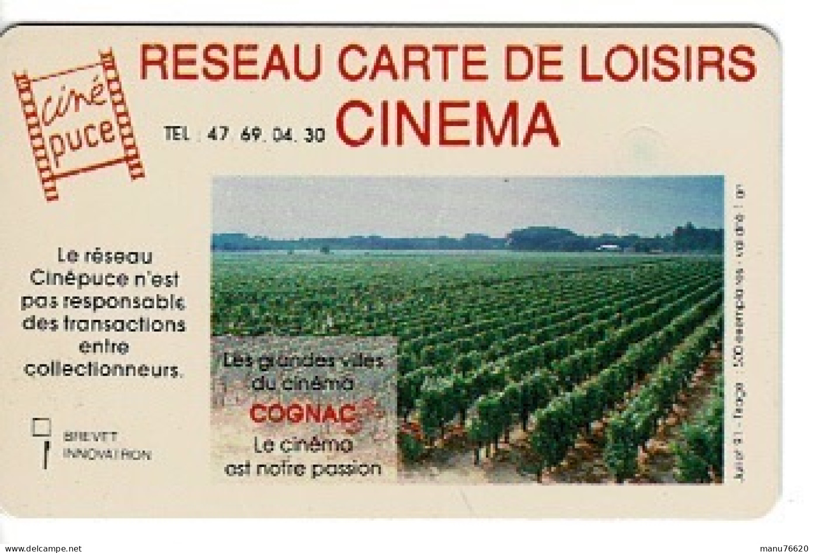 Carte à Puce : Ciné Puce Carte De Loisirs Cinéma , Photo Cognac - France . - Unclassified
