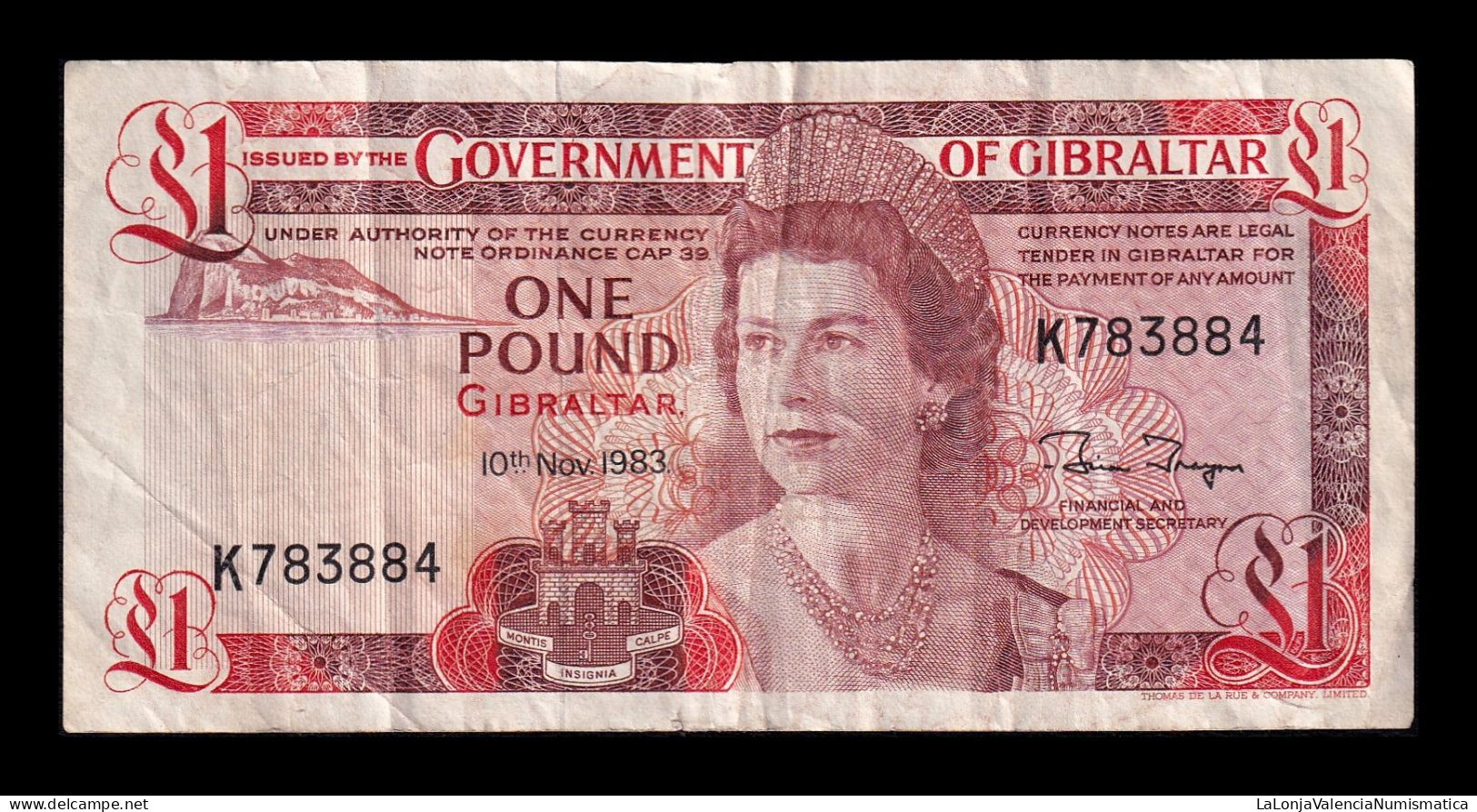 Gibraltar 1 Pound Elizabeth II 1983 Pick 20c Mbc Vf - Gibraltar