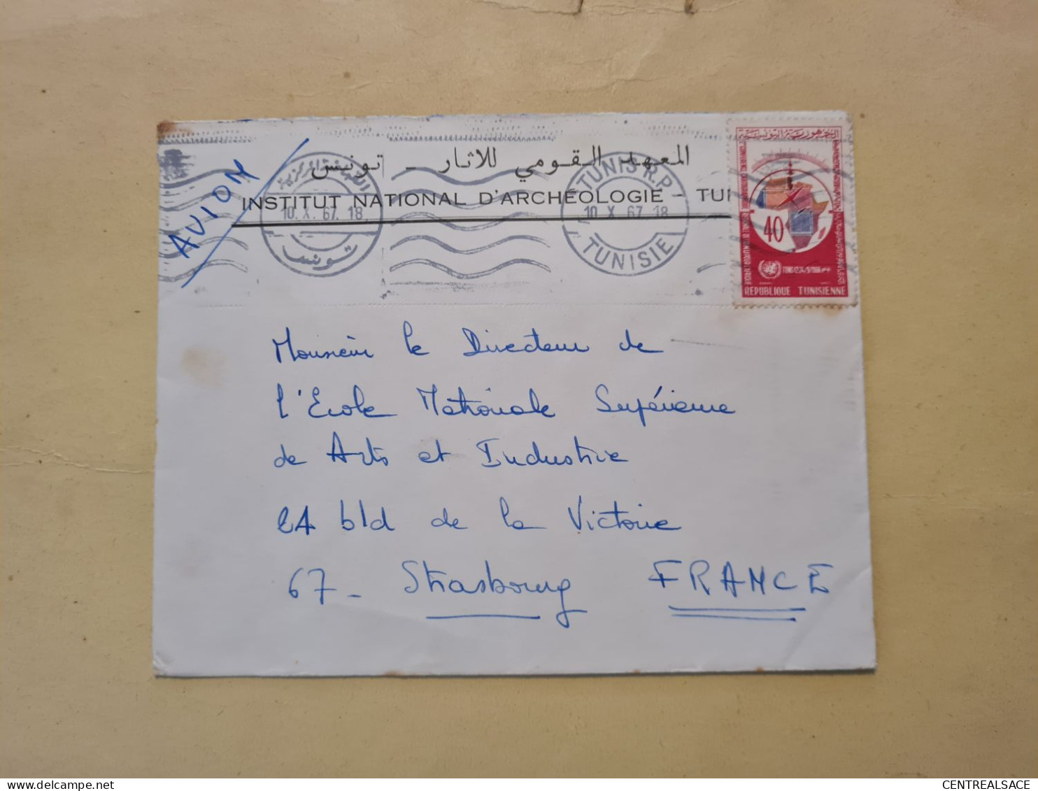 Lettre 1967 FLAMME TUNIS RP INSTITUT ARCHEOLOGIE - Tunesië (1956-...)