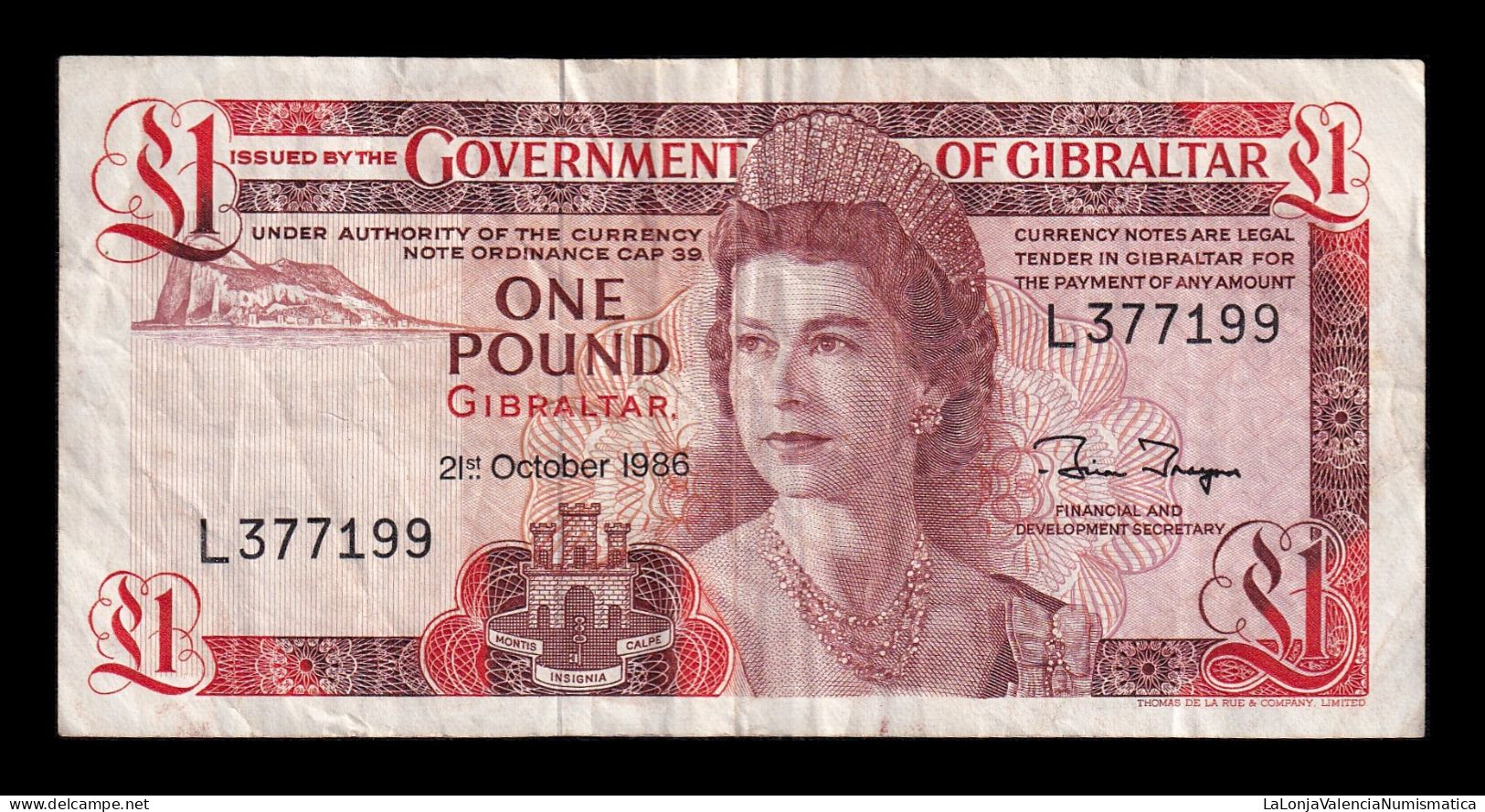 Gibraltar 1 Pound Elizabeth II 1986 Pick 20d Mbc Vf - Gibraltar