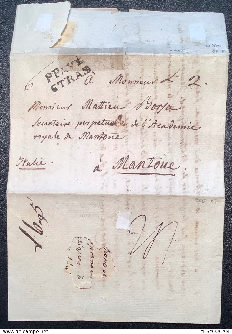 „P PAYE STRAS“ 1791 Lettre Autographe Mathématicien ARBOGAST Strasbourg Alsace>MANTOVA Lombardo-Veneto (Italia Science - 1701-1800: Precursors XVIII