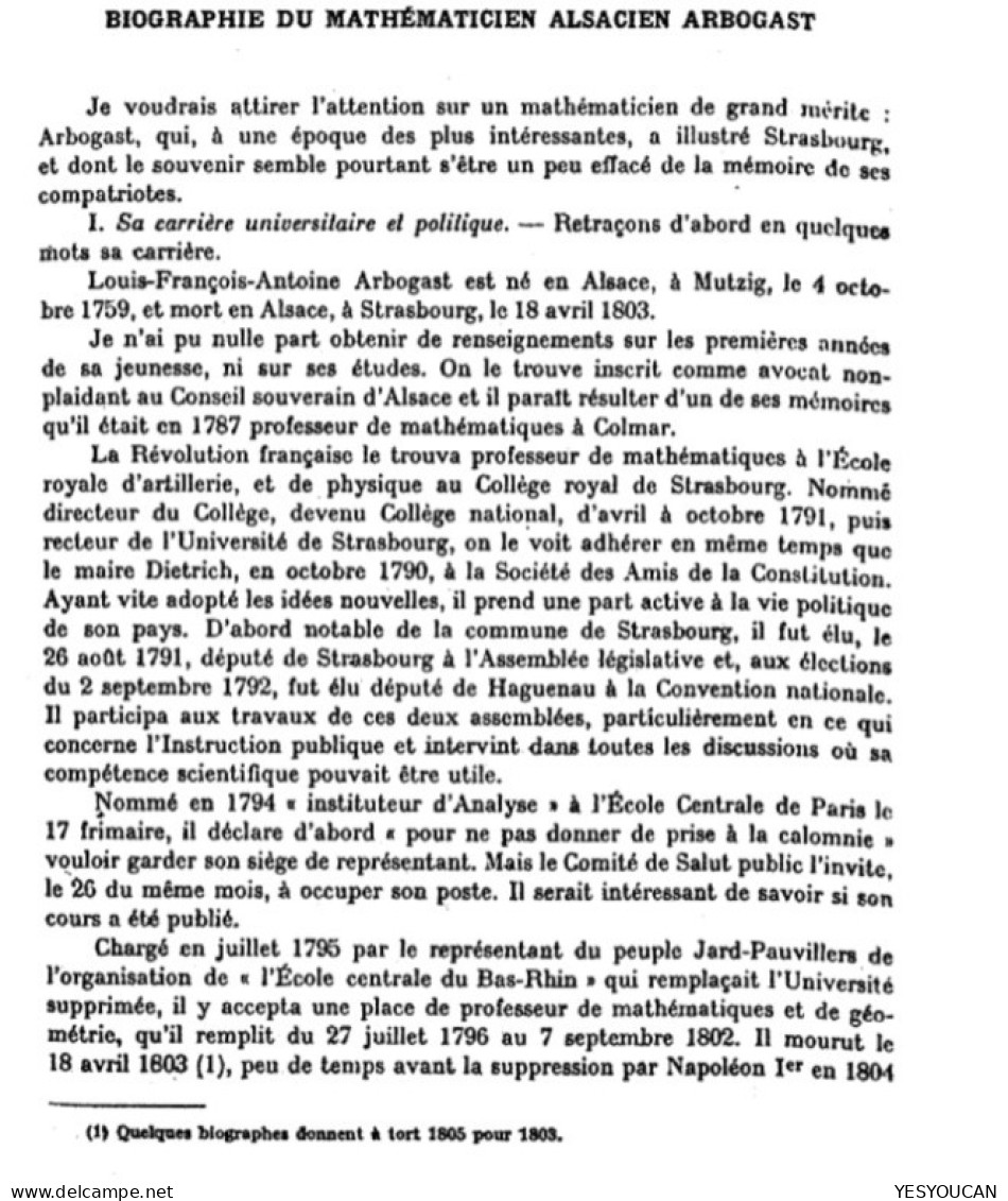 „P PAYE STRAS“ 1791 Lettre Autographe Mathématicien ARBOGAST Strasbourg Alsace>MANTOVA Lombardo-Veneto (Italia Science - 1701-1800: Precursores XVIII