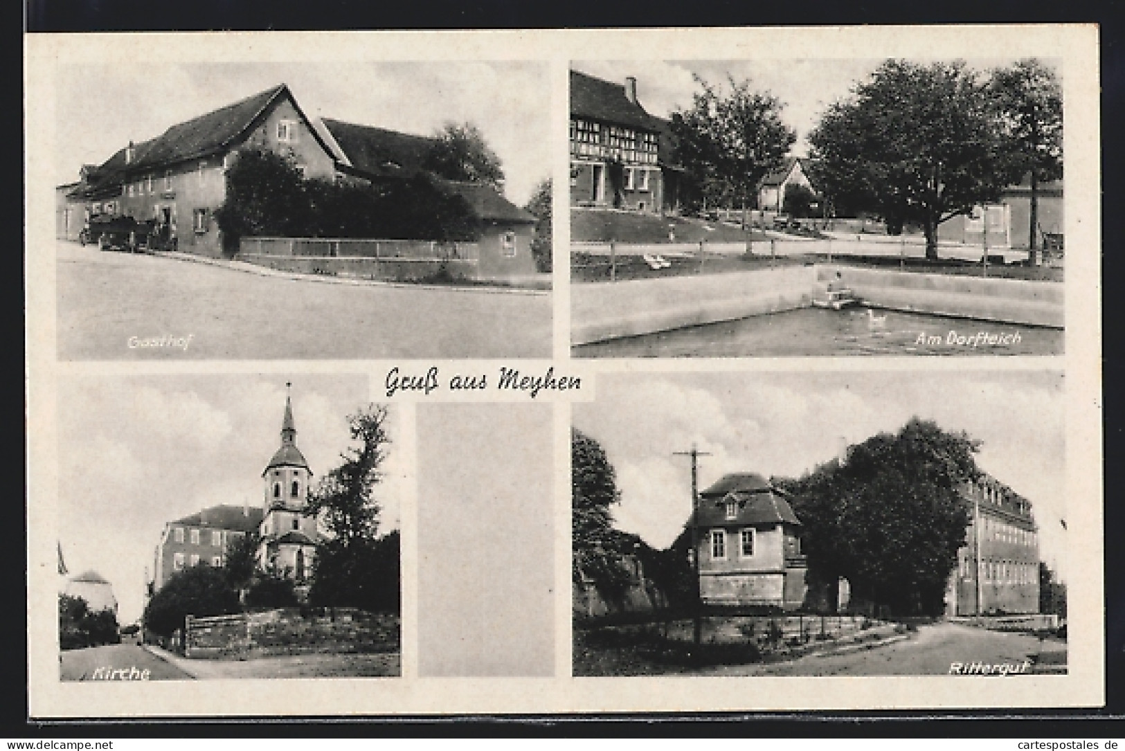 AK Meyhen, Gasthof, Kirche, Dorfteich, Rittergut  - Autres & Non Classés