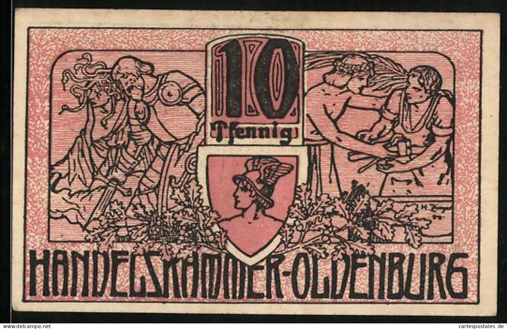 Notgeld Oldenburg I. O. 1918, 10 Pfennig, Eichenlaub, Ritter Mit Schwert Und Mann Mit Werkzeug  - [11] Emissions Locales