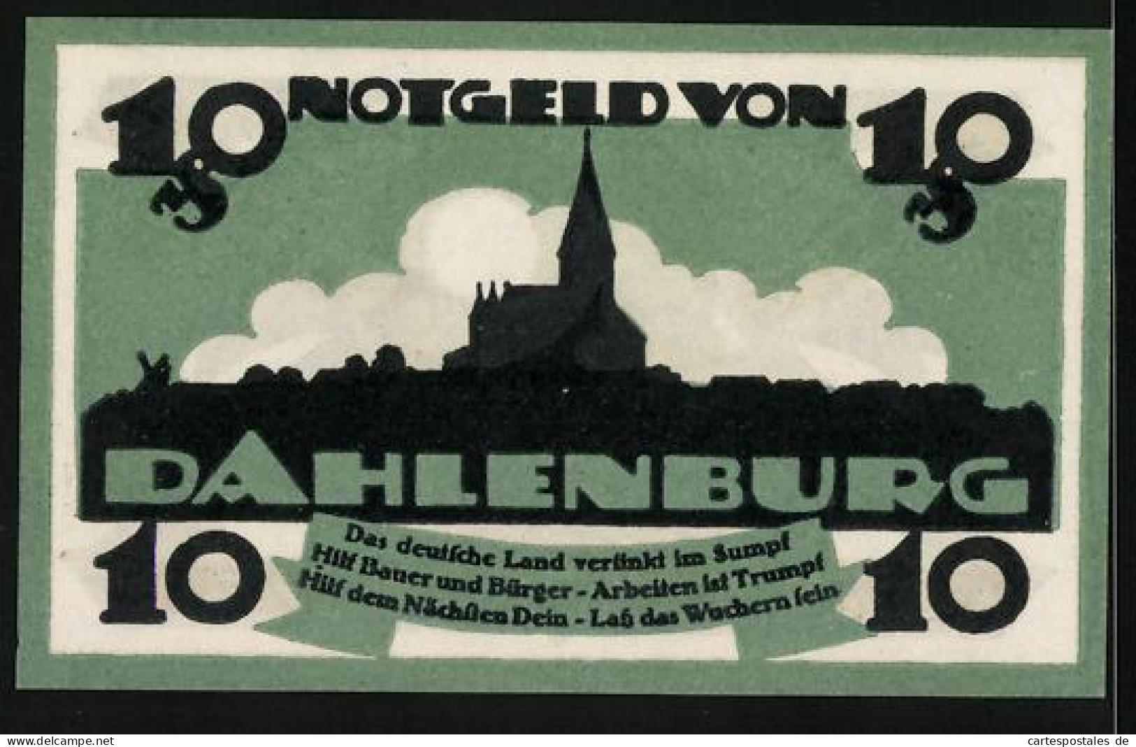 Notgeld Dahlenburg 1920, 10 Pfennig, Panorama Mit Kirche  - [11] Emissioni Locali