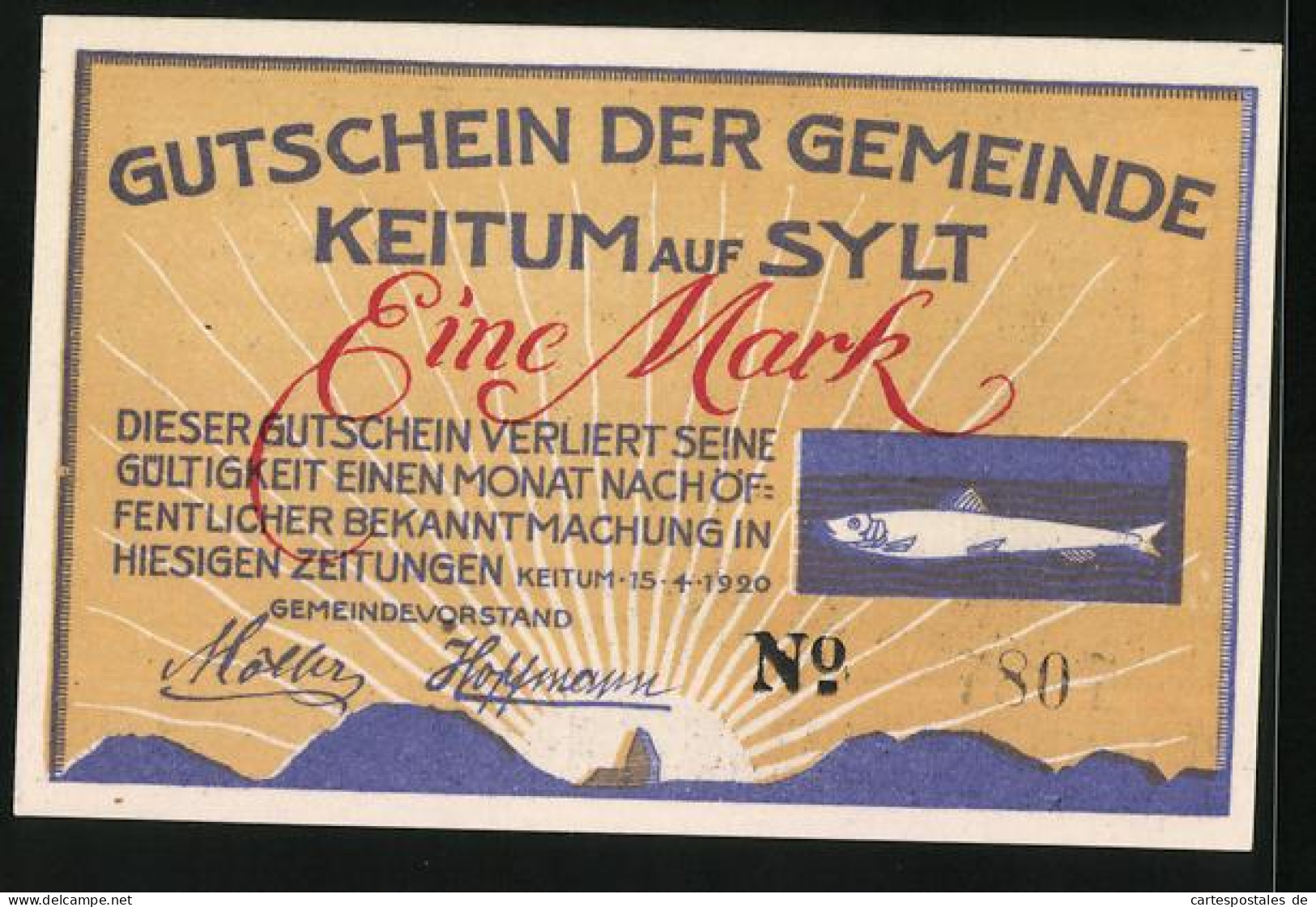 Notgeld Keitum /Sylt 1920, 1 Mark, Frau In Tracht In Der Guten Stube, Gutschein  - [11] Local Banknote Issues
