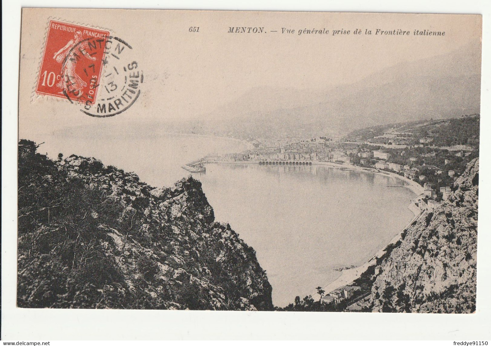 06 . Menton . Vue Générale Prise De La Frontière Italienne . 1913 - Menton