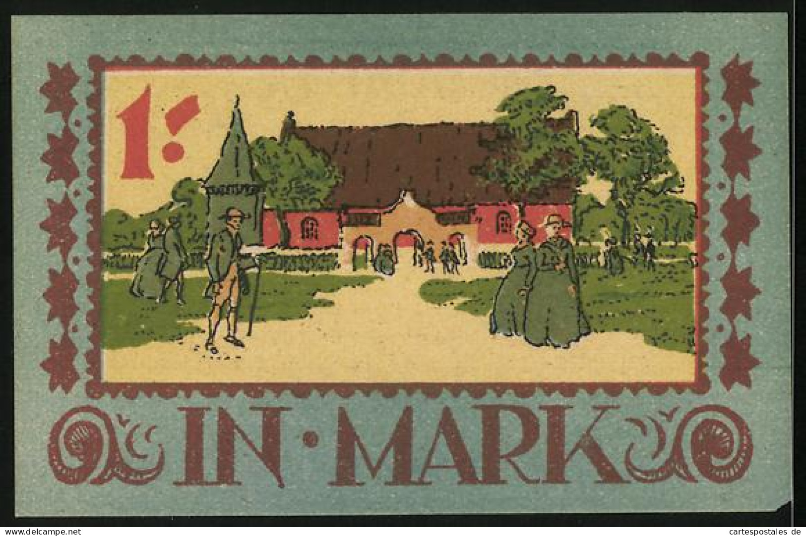 Notgeld Langenhorn 1921, 1 Mark, Kirchgang Und Wappen, Gutschein  - [11] Local Banknote Issues