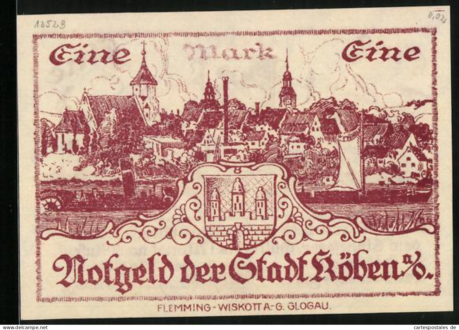 Notgeld Köben A. O. 1920, 1 Mark, Stadtpanorama Und Wappen  - [11] Emissions Locales