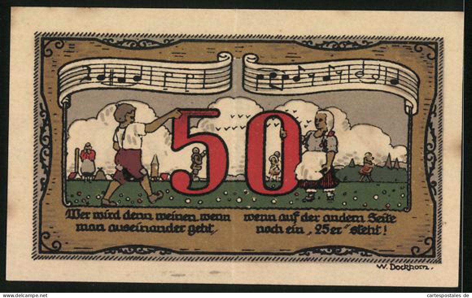 Notgeld Königsaue 1921, 50 Pfennig (2 X 25 Pfennig), Kinder Halten Die 50 Auf Der Wiese  - [11] Local Banknote Issues