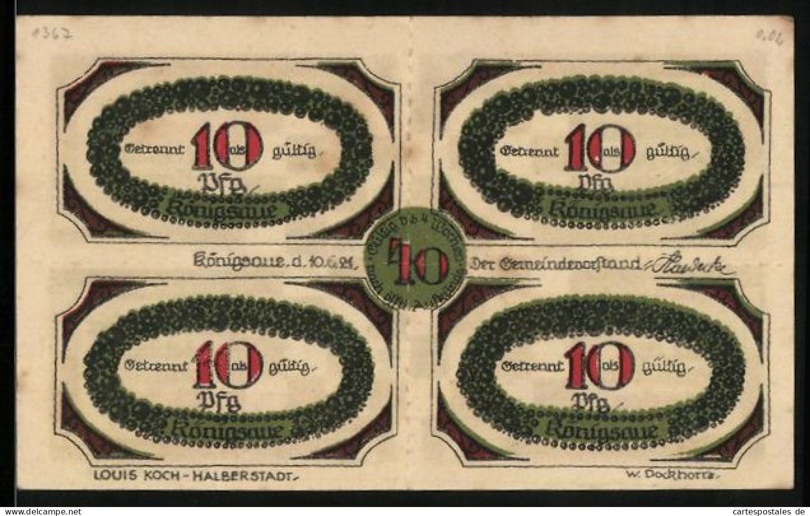 Notgeld Königsaue, 40 Pfennig (4 X 10 Pfennig), Schachbrett  - [11] Local Banknote Issues