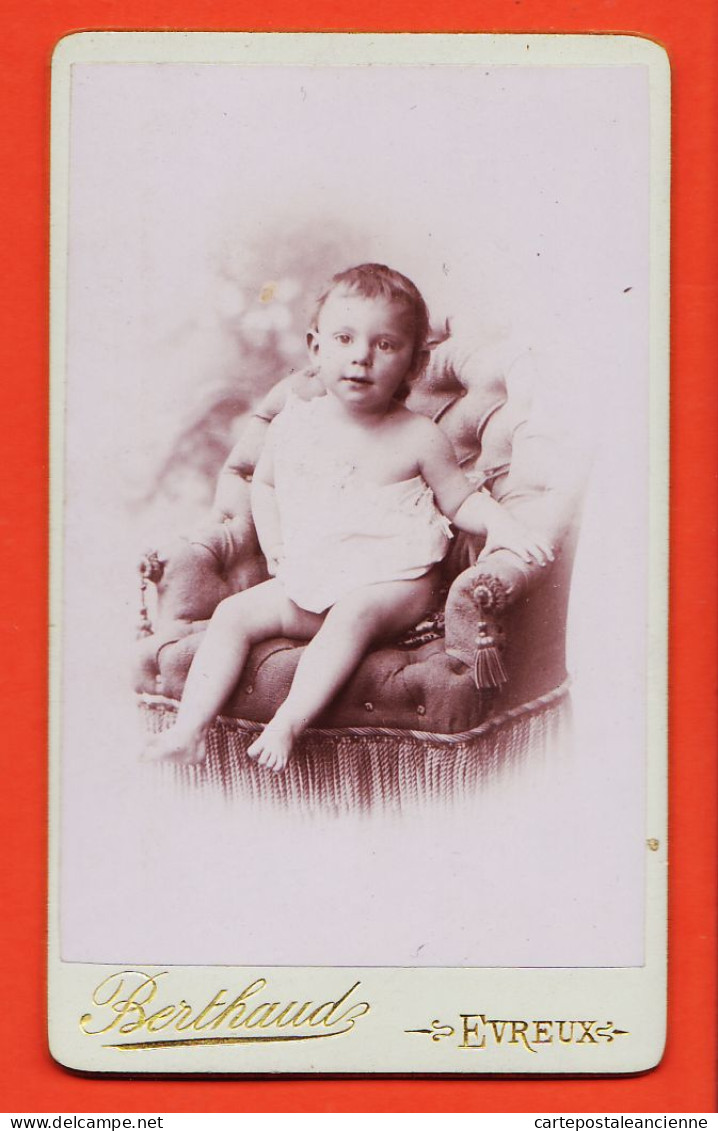 01158 / ⭐ Photo CDV EVREUX 27-Eure 1900 ◉ Photographe S.d. BERTAUD 48 Rue Victor Hugo ◉ Bébé Garçon Assis Fauteuil - Personnes Anonymes