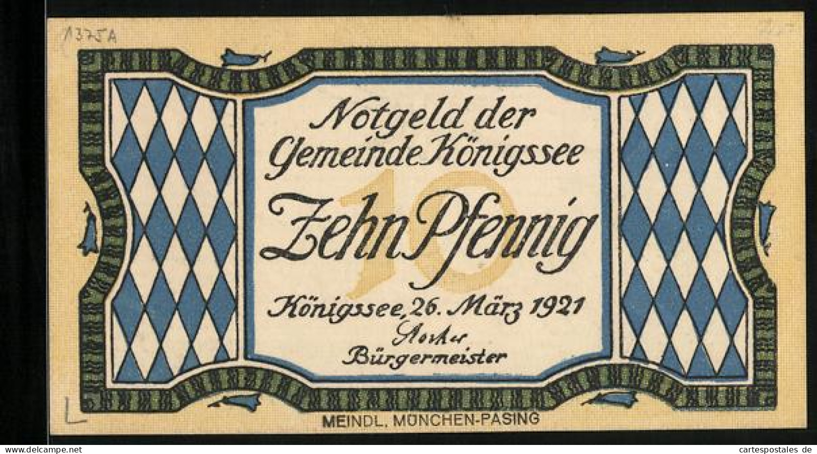 Notgeld Königssee 1921, 10 Pfennig, Panorama Und Seepartie, Wappen  - [11] Local Banknote Issues