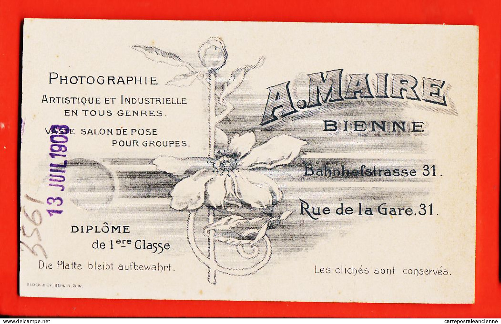01133 / ⭐ Photo CDV BIEL BIENNE Berne ◉ Bébé Fillette Assise Sur Fourrure 13-07-1903 ◉ Photographie A. MAIRE Rue Gare 31 - Anonieme Personen