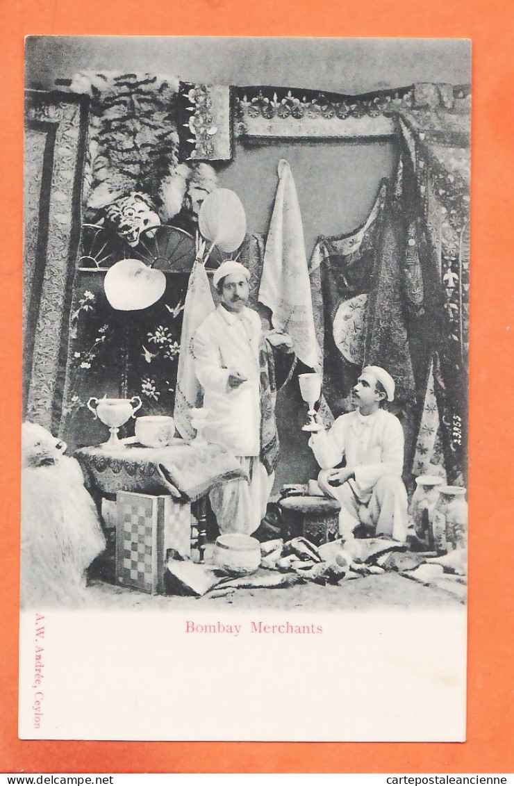 01065 / ⭐ ◉  BOMBAY Merchants Inde India Marchands Tapis Objet Divers Décoration 1900s Publ. A. W. ANDREE  Ceylon - Inde